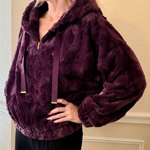 Express Plush Hooded Jacket - Deep Plum